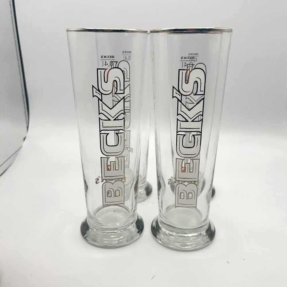 BECK’S Set Of 4 Beer Glasses 0.4L Bar Pub Tall Glass Becks
